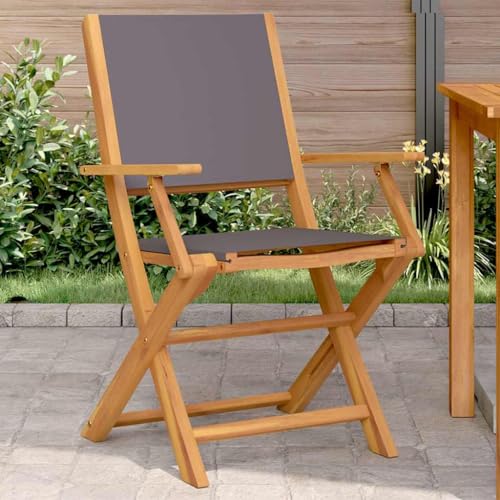 Gartenstühle Klappbar, 2er Set, Klappstuhl langlebig für Camping, Angeln, Leicht zu transportieren, Anthrazit 54 x 57 x 91 cm Massivholz Akazie von Makastle