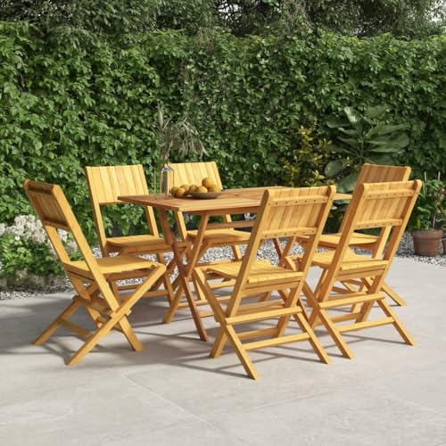 Gartenstühle Klappbar 6er Set, Esszimmerstühle mit Holzstuhllehne für Balkon Terrasse, Einfach zu montieren, Braun 47x61x90 cm Massivholz Teak Gartenstühle Klappbar 6er Set, Esszimmerstühle mit Holzstuhllehne für Balkon Terrasse, Einfach zu montieren, Braun 47x61x90 cm Massivholz Teak von Makastle