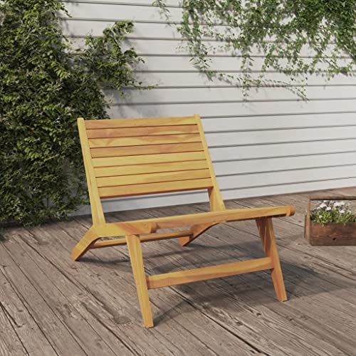 Gartenstuhl mit Klappbare Rückenlehne, Campingstuhl für Terrasse Balkon, Stabile Struktur, Massivholz Teak 60 x 90 x 65 cm Braun von Makastle