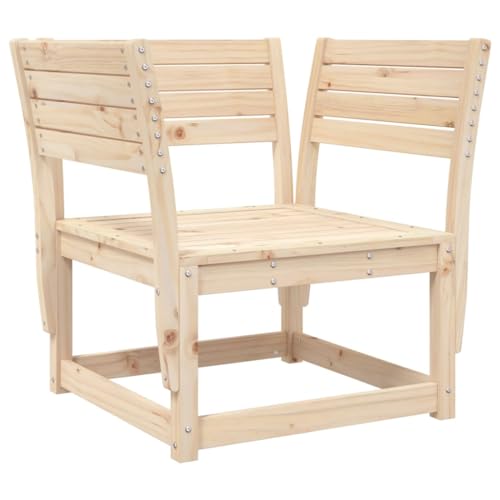 Gartenstuhl mit Rückenlehne und Armlehnen, Sonnenliegen mit Lattenrost-Design für Terrasse Balkon, Natur 83 x 73 x 78 cm Massivholz Kiefer von Makastle