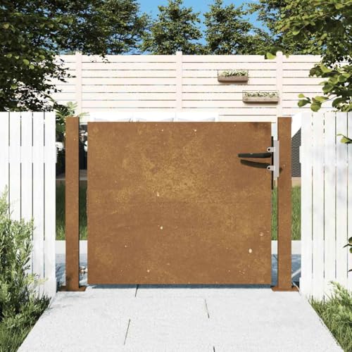 Gartentor Rechteck mit Griffe, Eingangstor mit 2 Spalten für Bauernhof, Park, Abschließbar, Einfach zu montieren, Rostig 105x80 cm Cortenstahl Gartentor Rechteck mit Griffe, Eingangstor mit 2 Spalten für Bauernhof, Park, Abschließbar, Einfach zu montieren, Rostig 105x80 cm Cortenstahl von Makastle