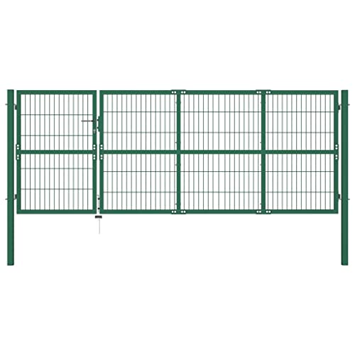 Gartentor Stabmattenzaun Gartentür Doppelflügeltor Doppeltor Hoftor Flügeltor Einfahrtstor Gartentpforte mit Pfosten und Befestigungsmaterial, 350x120 cm von Makastle