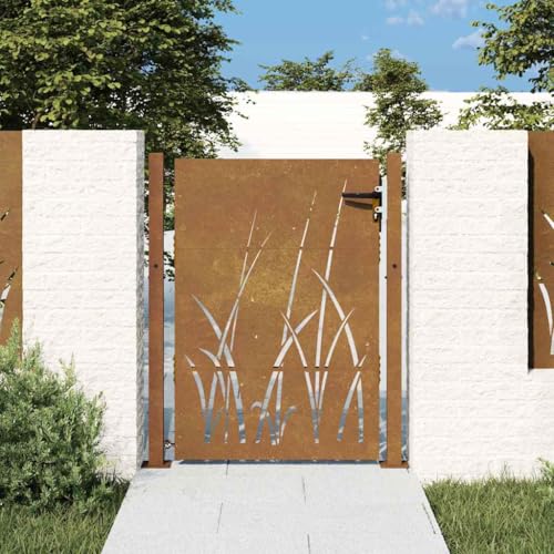 Gartentor mit Griffe verwenden Gras-Design, Eingangstor Abschließbar für Bauernhof, Park, Einfach zu montieren, Rostig Cortenstahl 105x155 cm Gartentor mit Griffe verwenden Gras-Design, Eingangstor Abschließbar für Bauernhof, Park, Einfach zu montieren, Rostig Cortenstahl 105x155 cm von Makastle