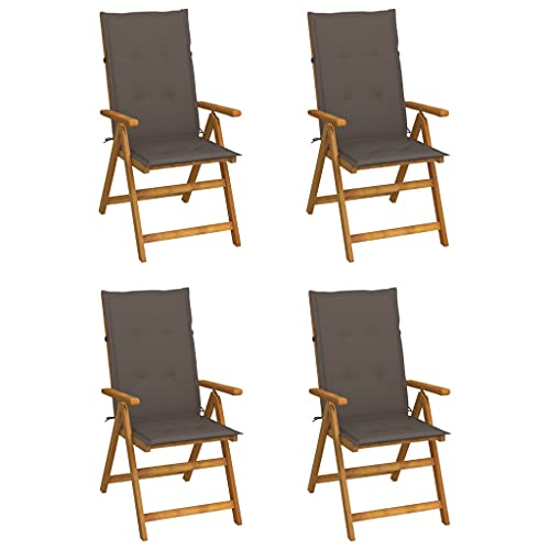 Hochlehner Verstellbar, 4er Set, Armlehnensessel mit Taupe Auflagen für Strand Büro, Leicht & tragbar, Braun 57 x 69 x 111 cm Massivholz Akazie Hochlehner Verstellbar, 4er Set, Armlehnensessel mit Taupe Auflagen für Strand Büro, Leicht & tragbar, Braun 57 x 69 x 111 cm Massivholz Akazie von Makastle