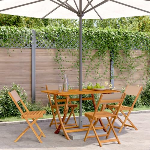 Klappbar Gartenstühle mit Rückenlehne 4er Set, Loungesessel für Camping, Picknick, leicht zu verstauen, Taupe 41 x 52.5 x 80 cm Massivholz von Makastle