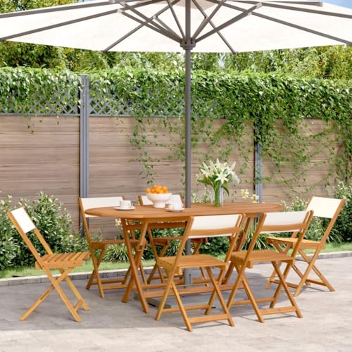 Klappbar Gartenstühle mit Rückenlehne 6er Set, Loungesessel für Camping, Picknick, leicht zu verstauen, Cremeweiß 41 x 52.5 x 80 cm Massivholz Klappbar Gartenstühle mit Rückenlehne 6er Set, Loungesessel für Camping, Picknick, leicht zu verstauen, Cremeweiß 41 x 52.5 x 80 cm Massivholz von Makastle