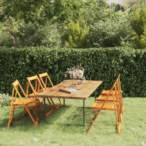 Klappbare Gartenstühle 6er Set, Campingstuhl mit Lattenrost-Design für Angeln Picknick, Einfach zu verstauen, Braun 47 x 50 x 75 cm Massivholz Akazie von Makastle