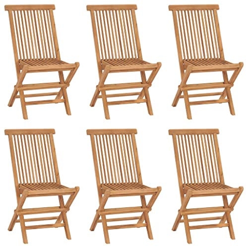 Klappbare Gartenstühle 6er Set, Esszimmerstühle mit Rückenlehne für Balkon Terrasse, Leicht zu tragen, Robust, Braun 46 x 62 x 90 cm Massivholz Teak Klappbare Gartenstühle 6er Set, Esszimmerstühle mit Rückenlehne für Balkon Terrasse, Leicht zu tragen, Robust, Braun 46 x 62 x 90 cm Massivholz Teak von Makastle