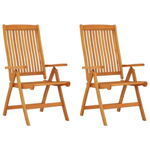 Klappbare Gartenstühle mit Armlehne 2er Set, Klappbare Essstühle mit 5-Fach Verstellbare für Balkon Terrasse, Massivholz 58 x 71 x 112 cm Braun Klappbare Gartenstühle mit Armlehne 2er Set, Klappbare Essstühle mit 5-Fach Verstellbare für Balkon Terrasse, Massivholz 58 x 71 x 112 cm Braun von Makastle