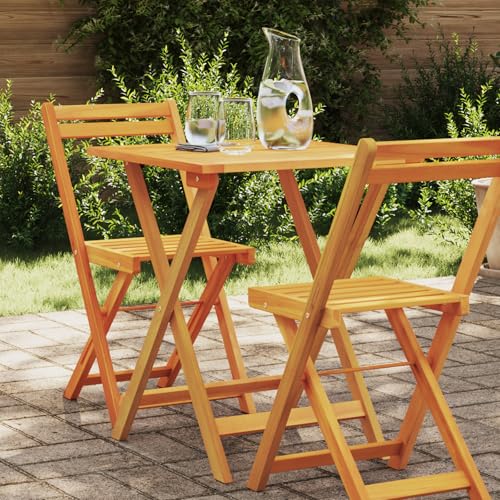 Klappgarten-Tisch Quadratisch, Picknicktisch Wetterfest für Balkon, Terrasse, Garten, Camping, Picknick, 60x60x72 cm Massivholz Akazie Brown von Makastle