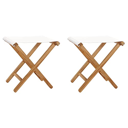 Klappstühle Dauerhaft 2er Set, Arbeitshocker Tragbar für Balkon, Terrasse, Bequeme Aufbewahrung, Teak Massivholz 38 x 38 x 46 cm Cremeweiß Klappstühle Dauerhaft 2er Set, Arbeitshocker Tragbar für Balkon, Terrasse, Bequeme Aufbewahrung, Teak Massivholz 38 x 38 x 46 cm Cremeweiß von Makastle
