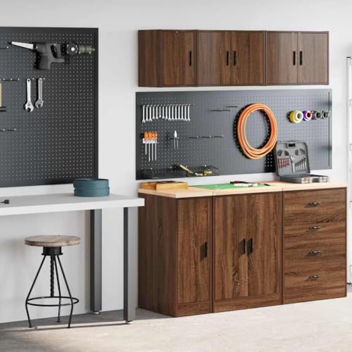 Makastle 2er Set Beistellschrank, Hängeschrank Werkzeugschrank Wandhängeschrank Badezimmerschrank für Garage Werkstatt Küche, Braun Eichen-Optik Holzwerkstoff Makastle 2er Set Beistellschrank, Hängeschrank Werkzeugschrank Wandhängeschrank Badezimmerschrank für Garage Werkstatt Küche, Braun Eichen-Optik Holzwerkstoff von Makastle