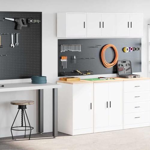 Makastle 2er Set Beistellschrank, Hängeschrank Werkzeugschrank Wandhängeschrank Badezimmerschrank für Garage Werkstatt Küche, Weiß Holzwerkstoff Makastle 2er Set Beistellschrank, Hängeschrank Werkzeugschrank Wandhängeschrank Badezimmerschrank für Garage Werkstatt Küche, Weiß Holzwerkstoff von Makastle