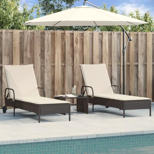 Makastle 2er-Set Gartenmöbel, Garten Sonnenliegen mit Auflagen, Gartenliege Freizeitliege Relaxliege Liegestuhl für Garten Balkon, 61 x 161 x 87 cm Schwarz Poly Rattan von Makastle