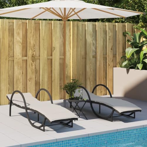 Makastle 2er-Set Gartenmöbel, Garten Sonnenliegen mit Auflagen, Verstellbarer Rückenlehne, Gartenliege Freizeitliege Relaxliege Liegestuhl für Garten Balkon, Schwarz Poly Rattan von Makastle