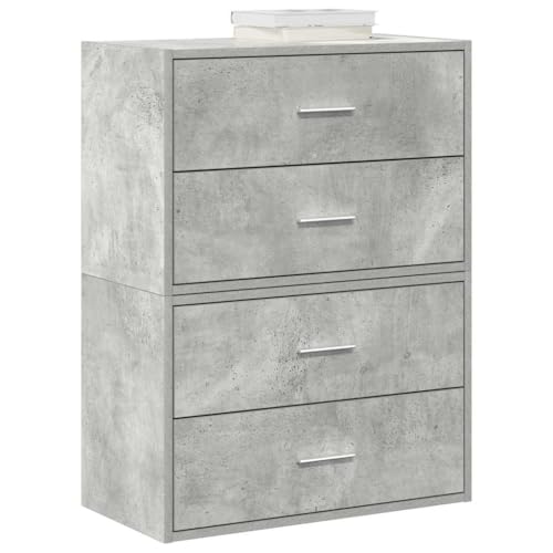 Makastle 2er Set Kommode Schrank mit 2 Schubladen, Aufbewahrungsschrank Aufbewahrungsmöbel Standschrank Beistellschrank, Betongrau 60x31x40 cm von Makastle