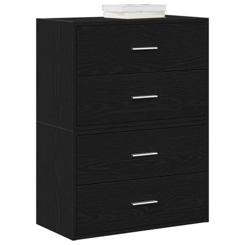 Makastle 2er Set Kommode Schrank mit 2 Schubladen, Aufbewahrungsschrank Aufbewahrungsmöbel Standschrank Beistellschrank, Schwarz Eichen-Optik 60x31x40cm von Makastle