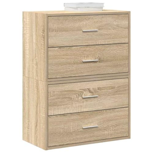 Makastle 2er Set Kommode Schrank mit 2 Schubladen, Aufbewahrungsschrank Aufbewahrungsmöbel Standschrank Beistellschrank, Sonoma-Eiche 60x31x40 cm von Makastle