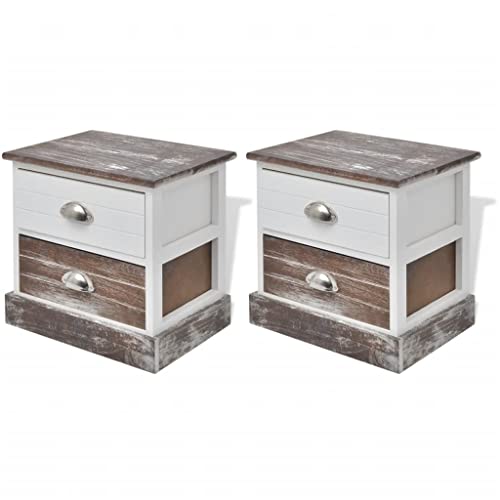 Makastle 2er Set Nachttisch Nachtschrank Schlafzimmer Wohnzimmer Nachtkommode Beistelltisch Stabiler Sofatisch Konsole Schrank, Braun und Weiß Makastle 2er Set Nachttisch Nachtschrank Schlafzimmer Wohnzimmer Nachtkommode Beistelltisch Stabiler Sofatisch Konsole Schrank, Braun und Weiß von Makastle