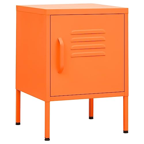 Makastle 2er Set Nachttische, Metall Night Stand mit einstellbaren Ablage, Modern Nachtschrank Schlichter Beistelltisch für Schlafzimmer Wohnzimmer, Orange 35x35x51 cm Stahl von Makastle