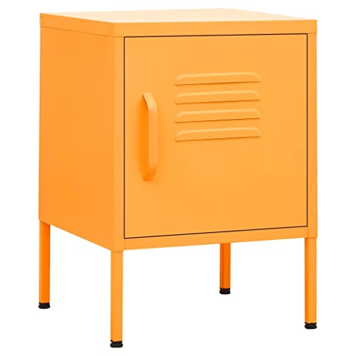 Makastle 2er Set Nachttische, Metall Night Stand mit einstellbaren Ablage, Modern Nachtschrank Schlichter Beistelltisch für Schlafzimmer Wohnzimmer, Senfgelb 35x35x51 cm Stahl von Makastle