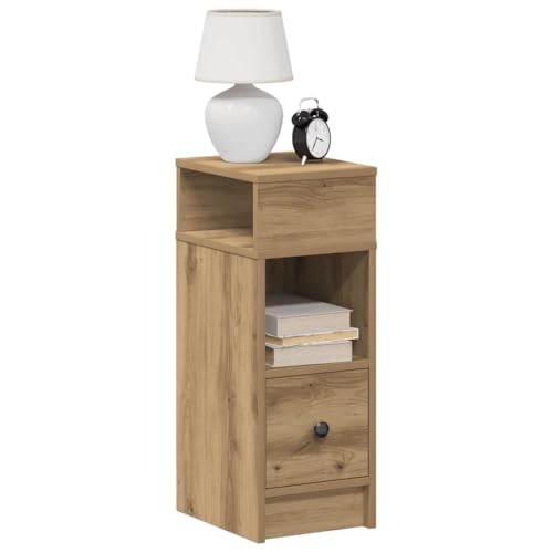 Makastle 2er Set Nachttische, Night Stand mit 1 Schublade und 2 offenen Fächern, Modern Nachtschrank Schlichter Beistelltisch für Schlafzimmer Wohnzimmer, Artisan-Eiche 25x31x66 cm Makastle 2er Set Nachttische, Night Stand mit 1 Schublade und 2 offenen Fächern, Modern Nachtschrank Schlichter Beistelltisch für Schlafzimmer Wohnzimmer, Artisan-Eiche 25x31x66 cm von Makastle