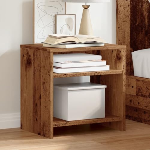 Makastle 2er Set Nachttische, Night Stand mit 2 Fächer, Modern Nachtschrank Schlichter Beistelltisch für Schlafzimmer Wohnzimmer, Altholz-Optik 40x30x40 cm Holzwerkstoff von Makastle
