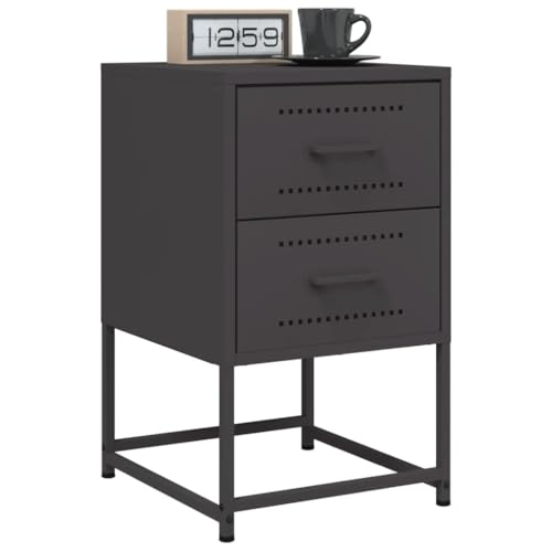 Makastle 2er Set Nachttische, Night Stand mit 2 Schubladen, Modern Nachtschrank Schlichter Beistelltisch für Schlafzimmer Wohnzimmer, Schwarz 36x39x60,5 cm Stahl Makastle 2er Set Nachttische, Night Stand mit 2 Schubladen, Modern Nachtschrank Schlichter Beistelltisch für Schlafzimmer Wohnzimmer, Schwarz 36x39x60,5 cm Stahl von Makastle