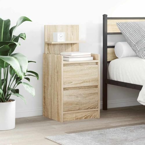Makastle 2er Set Nachttische, Night Stand mit 2 Schubladen, Modern Nachtschrank Schlichter Beistelltisch für Schlafzimmer Wohnzimmer, Sonoma-Eiche 38x34x80 cm Makastle 2er Set Nachttische, Night Stand mit 2 Schubladen, Modern Nachtschrank Schlichter Beistelltisch für Schlafzimmer Wohnzimmer, Sonoma-Eiche 38x34x80 cm von Makastle