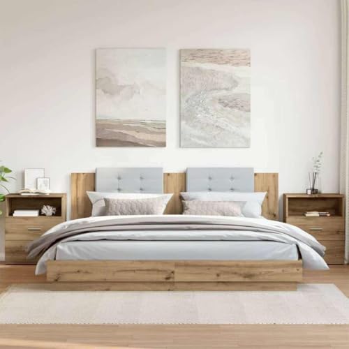 Makastle 2er Set Nachttische, Night Stand mit 2 Schubladen und 1 Ablage, Modern Nachtschrank Schlichter Beistelltisch für Schlafzimmer Wohnzimmer, Artisan-Eiche 50x32x60 cm Holzwerkstoff Makastle 2er Set Nachttische, Night Stand mit 2 Schubladen und 1 Ablage, Modern Nachtschrank Schlichter Beistelltisch für Schlafzimmer Wohnzimmer, Artisan-Eiche 50x32x60 cm Holzwerkstoff von Makastle