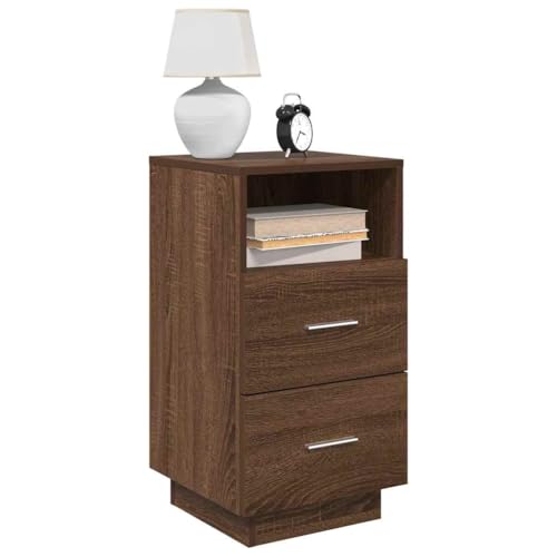 Makastle 2er Set Nachttische, Night Stand mit 2 Schubladen und 1 offenem Fach, Modern Nachtschrank Schlichter Beistelltisch für Schlafzimmer Wohnzimmer, Braun Eiche 36x36x68 cm Makastle 2er Set Nachttische, Night Stand mit 2 Schubladen und 1 offenem Fach, Modern Nachtschrank Schlichter Beistelltisch für Schlafzimmer Wohnzimmer, Braun Eiche 36x36x68 cm von Makastle