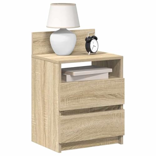 Makastle 2er Set Nachttische, Night Stand mit 2 Schubladen und 1 offenem Fach, Modern Nachtschrank Schlichter Beistelltisch für Schlafzimmer Wohnzimmer, Sonoma-Eiche 40x33x60 cm Makastle 2er Set Nachttische, Night Stand mit 2 Schubladen und 1 offenem Fach, Modern Nachtschrank Schlichter Beistelltisch für Schlafzimmer Wohnzimmer, Sonoma-Eiche 40x33x60 cm von Makastle