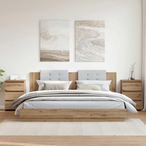 Makastle 2er Set Nachttische, Night Stand mit 3 Schubladen, Modern Nachtschrank Schlichter Beistelltisch für Schlafzimmer Wohnzimmer, Artisan-Eiche 40x35x62,5 cm Holzwerkstoff Makastle 2er Set Nachttische, Night Stand mit 3 Schubladen, Modern Nachtschrank Schlichter Beistelltisch für Schlafzimmer Wohnzimmer, Artisan-Eiche 40x35x62,5 cm Holzwerkstoff von Makastle