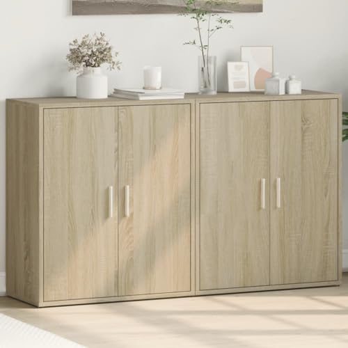 Makastle 2er Set Sideboards mit Stauraum, Buffetschrank Aufbewahrungsschrank Aufbewahrungsmöbel Beistellschrank Flurschrank, Sonoma-Eiche 60x31x70 cm Holzwerkstoff Makastle 2er Set Sideboards mit Stauraum, Buffetschrank Aufbewahrungsschrank Aufbewahrungsmöbel Beistellschrank Flurschrank, Sonoma-Eiche 60x31x70 cm Holzwerkstoff von Makastle