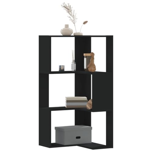 Makastle 3 Ebenen Eckregal, Standregal, Modernes Eck-Bücherregal, L-Förmiges Offenes Bücherregal für Schlafzimmer, Büro, Arbeitszimmer, Schwarz 50x50x102 cm Holzwerkstoff von Makastle
