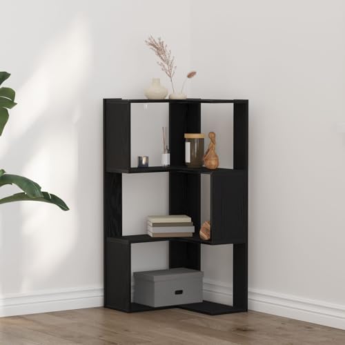 Makastle 3 Ebenen Eckregal, Standregal, Modernes Eck-Bücherregal, L-Förmiges Offenes Bücherregal für Schlafzimmer, Büro, Arbeitszimmer, Schwarz Eiche 50x50x102 cm Ingenieurholz Makastle 3 Ebenen Eckregal, Standregal, Modernes Eck-Bücherregal, L-Förmiges Offenes Bücherregal für Schlafzimmer, Büro, Arbeitszimmer, Schwarz Eiche 50x50x102 cm Ingenieurholz von Makastle
