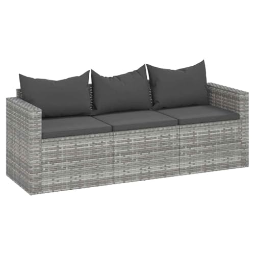 Makastle 3-Sitzer-Gartensofa mit Abnehmbar Kissen, Sessel mit Stahlrahmen für Terrasse Balkon, Tragfähigkeit 110 kg, Grau 176 x 64 x 60,5 cm Poly Rattan Makastle 3-Sitzer-Gartensofa mit Abnehmbar Kissen, Sessel mit Stahlrahmen für Terrasse Balkon, Tragfähigkeit 110 kg, Grau 176 x 64 x 60,5 cm Poly Rattan von Makastle