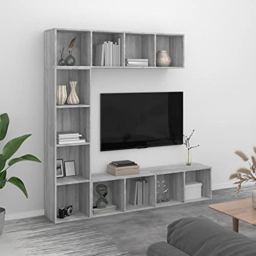 Makastle 3-TLG TV-Schrank Set, Wandschrank, Bücherschrank mit 12 offene Fächer für Schlafzimmer, Wohnzimmer, Pflegeleicht, Holzwerkstoff 180x30x180 cm Grau Sonoma Makastle 3-TLG TV-Schrank Set, Wandschrank, Bücherschrank mit 12 offene Fächer für Schlafzimmer, Wohnzimmer, Pflegeleicht, Holzwerkstoff 180x30x180 cm Grau Sonoma von Makastle