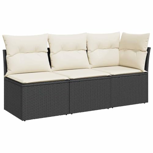 Makastle 3er Set Gartensofa mit Rückenlehne, 3-Sitzer Terrassensofa mit Stauraum & Cremeweiß Kissen für Terrasse Balkon, Schwarz 172 x 62 x 69 cm Poly Rattan Makastle 3er Set Gartensofa mit Rückenlehne, 3-Sitzer Terrassensofa mit Stauraum & Cremeweiß Kissen für Terrasse Balkon, Schwarz 172 x 62 x 69 cm Poly Rattan von Makastle