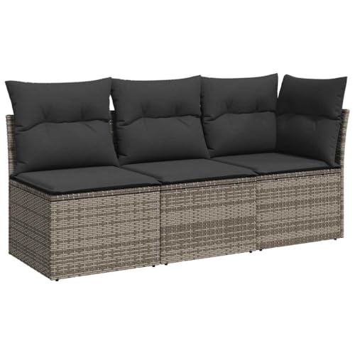 Makastle 3er Set Gartensofa mit Rückenlehne, 3-Sitzer Terrassensofa mit Stauraum & Dunkelgrau Kissen für Terrasse Balkon, Grau 172 x 62 x 69 cm Poly Rattan Makastle 3er Set Gartensofa mit Rückenlehne, 3-Sitzer Terrassensofa mit Stauraum & Dunkelgrau Kissen für Terrasse Balkon, Grau 172 x 62 x 69 cm Poly Rattan von Makastle