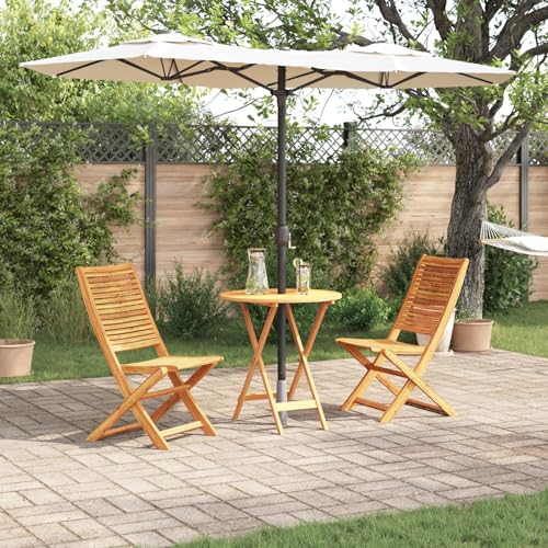 Makastle 3tlg. Bistroset Sitzgruppe klappbares Balkonset Balkonmöbel Set, Klappbar Bistrotisch mit 2 Stühlen, Gartenmöbel für Balkon Terrasse, Akazienholz von Makastle