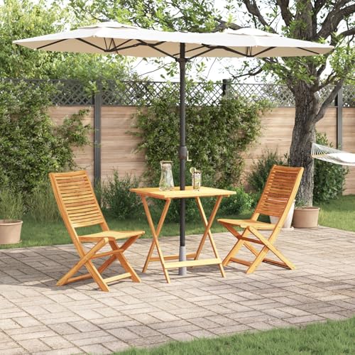 Makastle 3tlg. Bistroset Sitzgruppe klappbares Balkonset Balkonmöbel Set, Klappbar Bistrotisch mit 2 Stühlen, Gartenmöbel für Balkon Terrasse, Akazienholz von Makastle