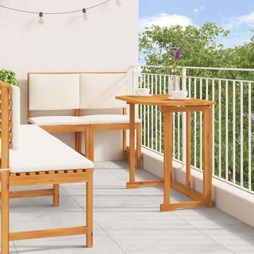 Makastle 5-Teiliges Gartenmöbel Set, Balkonmöbel Set mit Kissen, Garten Esstisch mit 2 Stühlen und 2 Bänke, Outdoor Sitzgruppe für Balkon Terrasse, Akazienholz von Makastle