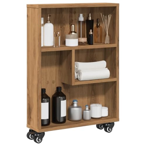 Makastle Allzweck Aufbewahrungswagen 3-stöckiger Schmal Rollwagen für Bad, Büro, Artisan-Eiche 48x13x68 Holzwerkstoff Makastle Allzweck Aufbewahrungswagen 3-stöckiger Schmal Rollwagen für Bad, Büro, Artisan-Eiche 48x13x68 Holzwerkstoff von Makastle