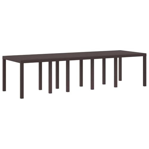 Makastle Ausziehbarer Gartentisch, Rechteckiger Terrassentisch mit Metallrahmen für Balkon, Terrasse, Hinterhof, Wasserdicht, 300x100x73 cm Braun Poly-Rattan von Makastle