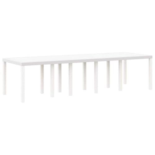 Makastle Ausziehbarer Gartentisch, Rechteckiger Terrassentisch mit Metallrahmen für Balkon, Terrasse, Hinterhof, Wasserdicht, 300x100x73 cm Weiß Poly-Rattan von Makastle