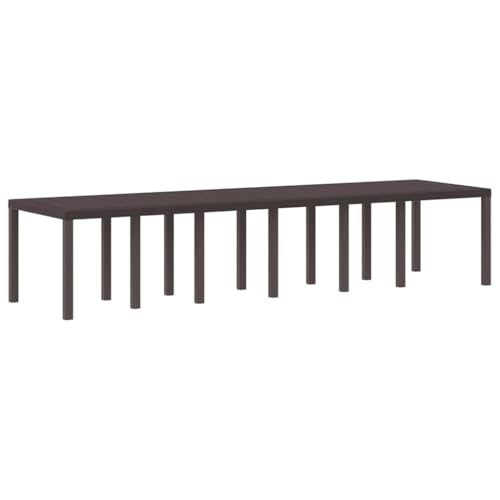 Makastle Ausziehbarer Gartentisch, Rechteckiger Terrassentisch mit Metallrahmen für Balkon, Terrasse, Hinterhof, Wasserdicht, 350x100x73 cm Braun Poly-Rattan von Makastle