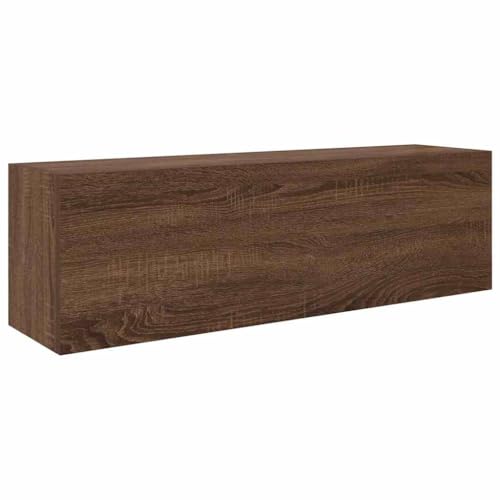 Makastle Bad-Wandschrank Rechteck mit 3 Fächer, Medikamentenschrank mit Gasfedertür für Wohnzimmer Schlafzimmer, Braun Eichen-Optik 100x25x30 cm Holzwerkstoff von Makastle