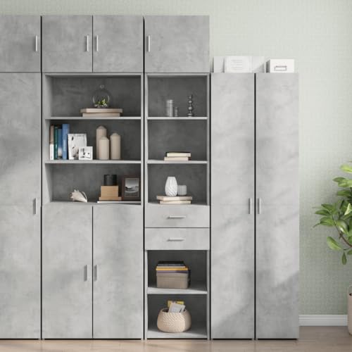 Makastle Badezimmerschrank Badschrank Hochschrank Schmal für Badezimmer Arbeitszimmer Mehrzweckschrank Küchenschrank mit Stauraum, Betongrau 45x42,5x225 cm Holzwerkstoff von Makastle