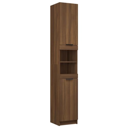 Makastle Badschrank mit 2 Türen und 6 Fächer, Hochschrank mit Holzrahmen für Wohnzimmer Arbeitszimmer usw, Braun Eichen-Optik 32x34x188,5 cm Holzwerkstoff Makastle Badschrank mit 2 Türen und 6 Fächer, Hochschrank mit Holzrahmen für Wohnzimmer Arbeitszimmer usw, Braun Eichen-Optik 32x34x188,5 cm Holzwerkstoff von Makastle